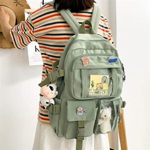 STUSOO Kawaii Backpack With Pins Kawaii School Backpack Cute Aesthetic, Backpack Kawaii Backpack Aesthetic Kawaii Accessories, Backpack for School Aesthetic (C-Green)