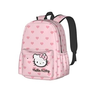 travel backpack, notebook laptop bags for men women weekend outings accessories for trip book bag travel hiking camping work cartoon pink cute cat 4