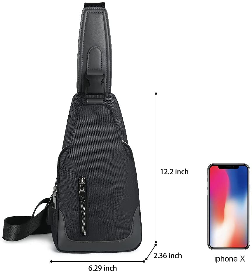 Sling Backpack with USB Charging Port, Chest Bag Crossbody Daypack Shoulder Bag for Men, Hiking, Cycling, Travel