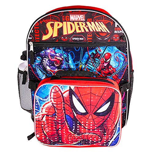 Marvel Spiderman Backpack and Lunch Box ~ 6-Pc Bundle with Spider-Man School Supplies Set with Backpack, Lunch Bag, and More