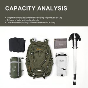 MOUNTAINTOP 35L Hiking Backpack for Women & Man Outdoor Backpack with Rain Cover for Camping, Cycling and Traveling, Flowerarmygreen