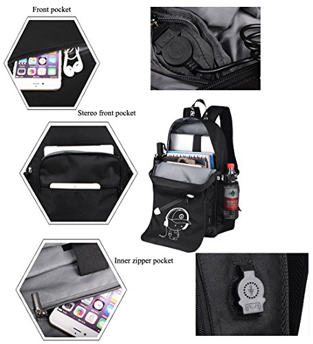 Anime Luminous Backpack Noctilucent School Bags Daypack USB chargeing port Laptop Bag Handbag For Boys Girls Men Women (Music boy 2)