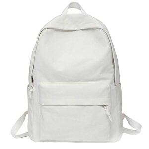 jesdo diy canvas backpack large casual daypack satchel (white with side pockets)