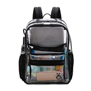 farmark clear backpack heavy duty, transparent backpack with sturdy strap for school/travel/work