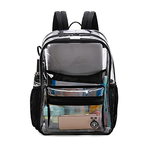 FARMARK Clear Backpack Heavy Duty, Transparent Backpack with Sturdy Strap for School/Travel/Work