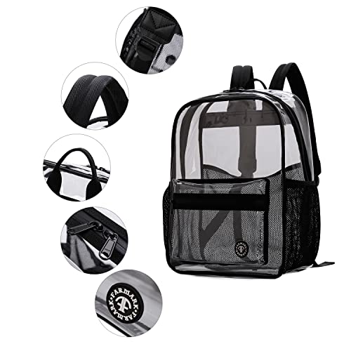 FARMARK Clear Backpack Heavy Duty, Transparent Backpack with Sturdy Strap for School/Travel/Work