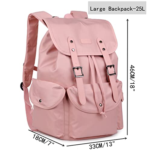 Large Waterproof Computer Laptop Backpack 15.6 inch College School Backpack Travel Hiking Backpack for Women (Pink)