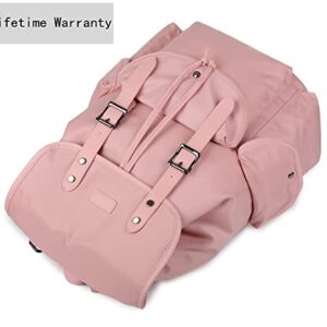 Large Waterproof Computer Laptop Backpack 15.6 inch College School Backpack Travel Hiking Backpack for Women (Pink)