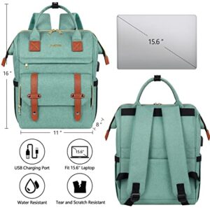 kasibon Travel Laptop Backpack for Women Men, Wide Top Open College School Work Computer Bag Back Pack Book Bag Casual Water Resistant Anti Theft USB Charging Port Fits 15.6 Inch Notebook