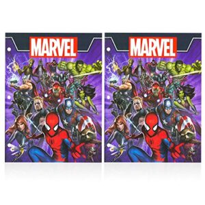 Marvel Avengers Backpack Set Boys Girls Kids -- 7 Pc Bundle With Avengers Superhero School Bag, Folders, Pencil Container, Stickers and More (Marvel School Supplies)