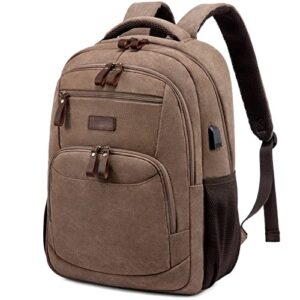 lovevook canvas backpack for men,15.6 inch vintage rucksack for casual,large capacity travel backpack,laptop backpack with usb port for school bookbag casual work college (15.6 inch&brown)