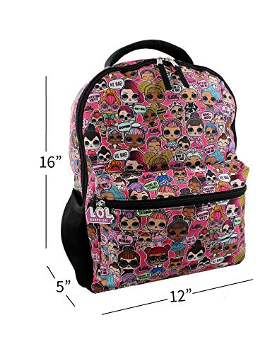 L.O.L. Surprise! Dolls Girls 16" School Backpack (One Size, Black/Pink)