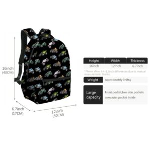 LAXLIIO Cool Trucks Backpack Lightweight Bookbag For Teens Men Women Bags Resistant Durable 17 inches