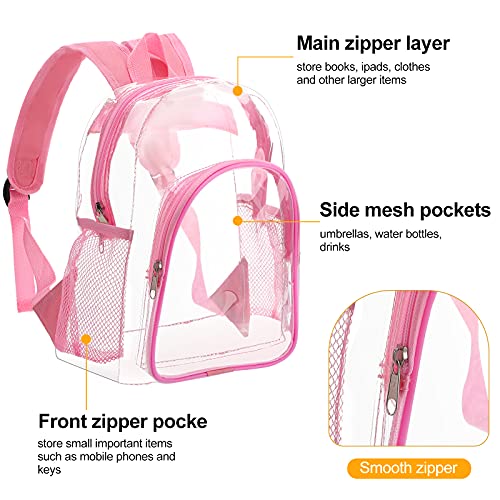 2 Pieces Cute Clear Backpack Plastic Transparent Bookbag See Through Plastic Bookbag for 1-5 Year Old Kindergarten children (Black, Pink)
