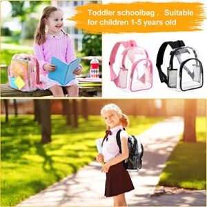 2 Pieces Cute Clear Backpack Plastic Transparent Bookbag See Through Plastic Bookbag for 1-5 Year Old Kindergarten children (Black, Pink)