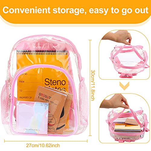 2 Pieces Cute Clear Backpack Plastic Transparent Bookbag See Through Plastic Bookbag for 1-5 Year Old Kindergarten children (Black, Pink)