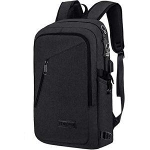 yorepek slim laptop backpack, anti theft backpack with usb charging port, travel durable college bookbag daypack, water resistant school book bag fit 15.6 inch laptops, nice gift for men women, black