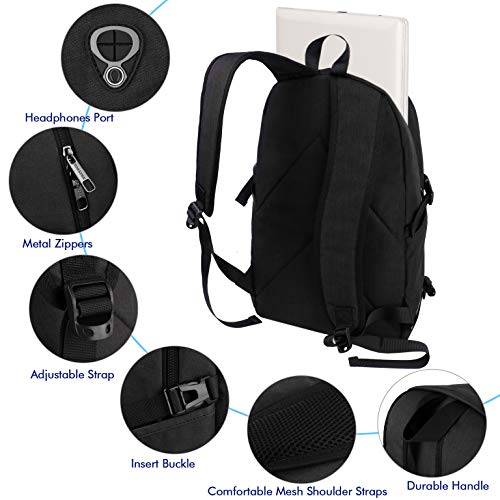 YOREPEK Slim Laptop Backpack, Anti Theft Backpack with USB Charging Port, Travel Durable College Bookbag Daypack, Water Resistant School Book Bag Fit 15.6 inch Laptops, Nice gift for Men Women, Black