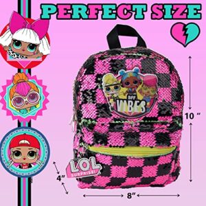 L.O.L. Surprise! for Mini Backpack for Girls, 10.5 inch, Flip Sequins, Adjustable Straps, LO.L logo Zipper Pull, Lightweight Travel Bag for Kids