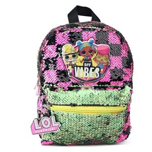 L.O.L. Surprise! for Mini Backpack for Girls, 10.5 inch, Flip Sequins, Adjustable Straps, LO.L logo Zipper Pull, Lightweight Travel Bag for Kids