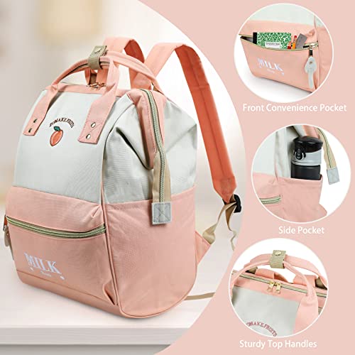 ZOMAKE Travel Laptop Backpack for Women Men:Anti Theft Water Resistant College School Bag - Computer Bookbag Business Work Backpacks Fits 15.6 Inch Laptop (Peach)