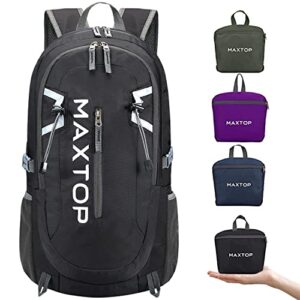 maxtop hiking backpack 40/50l lightweight packable for traveling camping water resistant foldable outdoor travel daypack (black 50l updated, 50l)