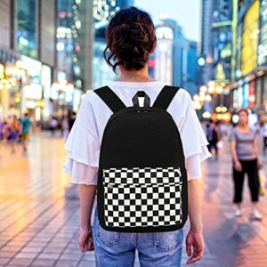 CAMTOP School Backpack Canvas Laptop Backpack Teens Bookbag Set Lunch Bag Pencil Case for Girls Boys(Checkerboard Black)