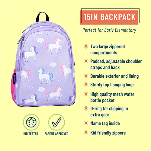 Wildkin 15-Inch Kids Backpack for Boys & Girls, Perfect for Early Elementary, Backpack for Kids Features Padded Back & Adjustable Strap, Ideal for School & Travel Backpacks (Unicorn)