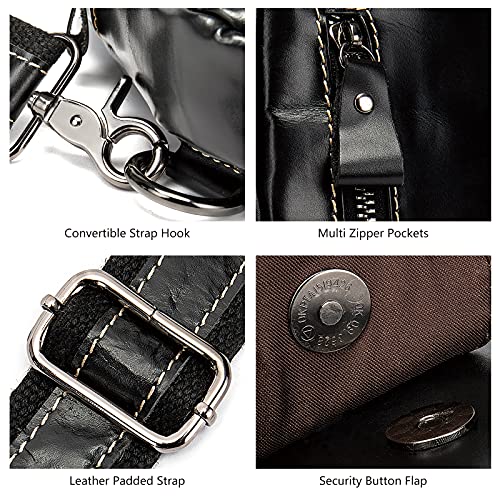 NIUCUNZH Handmade Genuine Leather Crossbody Sling Bag Crocodile Embossing Chest Bag Waterproof Shoulder Bag Black