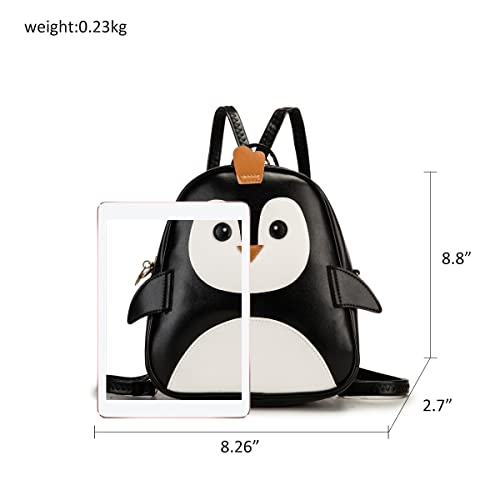 Girls Mini Backpack Toddler 3D Animal Casual Daypack PU Leather Preschool Convertible Shoulder Bag Gift for Kids (Black-01)