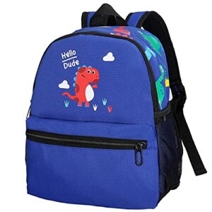 kids toddler backpack boys with strap dinosaur blue kindergarten leash bookbag (blue-13)