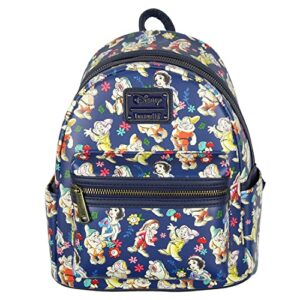 loungefly disney snow white and the seven dwarfs floral watercolor allover print mini backpack