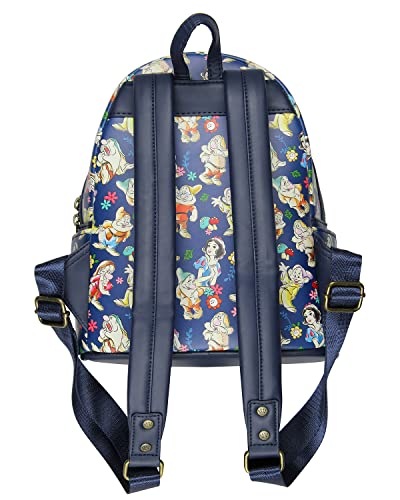 Loungefly Disney Snow White and the Seven Dwarfs Floral Watercolor Allover Print Mini Backpack