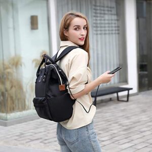 SUPEASE Laptop Backpack Casual Daypack Wide Opening 15.6" Laptop Bag Water Repellent Nylon Business Bag with USB Charging Port for Women&Men, Lightweight Travel Backpack for College/Travel/Business