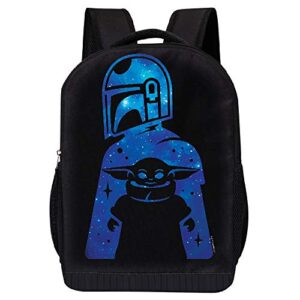 star wars black mandalorian backpack – star wars 18 inch air mesh padded bag (mandolorian star child)