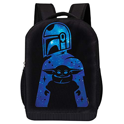 STAR WARS BLACK MANDALORIAN BACKPACK - STAR WARS 18 INCH AIR MESH PADDED BAG (Mandolorian Star Child)