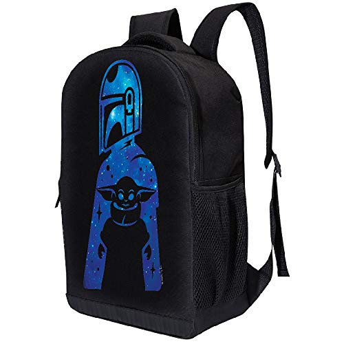 STAR WARS BLACK MANDALORIAN BACKPACK - STAR WARS 18 INCH AIR MESH PADDED BAG (Mandolorian Star Child)