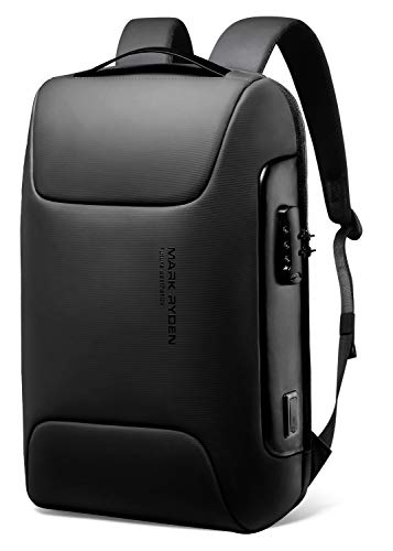 Anti-Theft Backpack,MARK RYDEN Business Waterproof Backpack For Men College Travel Flight with USB Port Charging ＆TSA Lock Fits For 15.6 Inch Laptop,Black