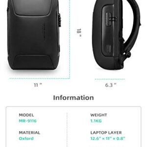 Anti-Theft Backpack,MARK RYDEN Business Waterproof Backpack For Men College Travel Flight with USB Port Charging ＆TSA Lock Fits For 15.6 Inch Laptop,Black