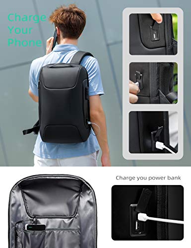 Anti-Theft Backpack,MARK RYDEN Business Waterproof Backpack For Men College Travel Flight with USB Port Charging ＆TSA Lock Fits For 15.6 Inch Laptop,Black