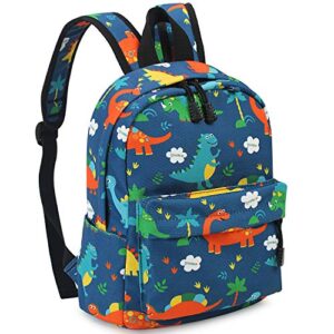 zicac children’s cute canvas backpacks toddler backpack (m, blue dinosaur)