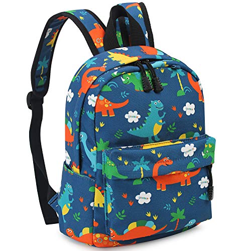 Zicac Children's Cute Canvas Backpacks Toddler Backpack (M, Blue Dinosaur)