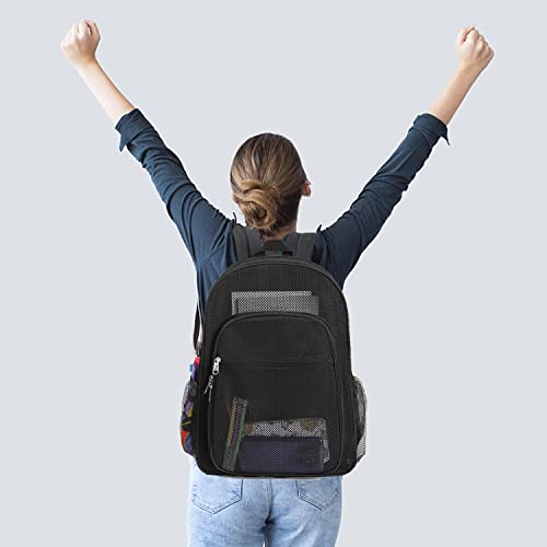 SENYARE Semi-Transparent Mesh Backpack, See Through College Student Backpack for School, Work, Swimming, Beach, Outdoor Sports