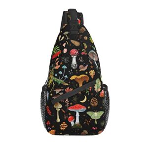 mushroom sling backpack,mushroom gifts crossbody bag for women men sling bag travel hiking shoulder chest bag daypack unisex