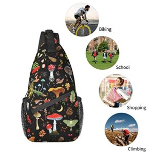 Mushroom Sling Backpack,Mushroom Gifts Crossbody Bag For Women Men Sling Bag Travel Hiking Shoulder Chest Bag Daypack Unisex