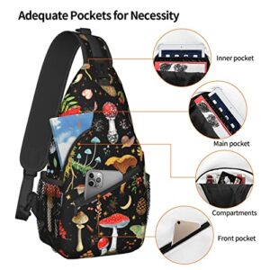 Mushroom Sling Backpack,Mushroom Gifts Crossbody Bag For Women Men Sling Bag Travel Hiking Shoulder Chest Bag Daypack Unisex