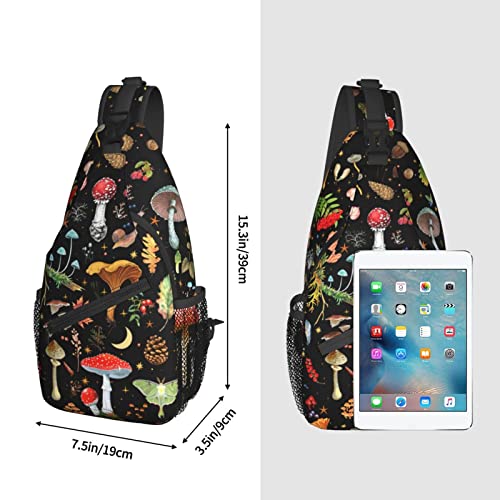 Mushroom Sling Backpack,Mushroom Gifts Crossbody Bag For Women Men Sling Bag Travel Hiking Shoulder Chest Bag Daypack Unisex