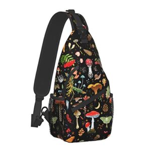 Mushroom Sling Backpack,Mushroom Gifts Crossbody Bag For Women Men Sling Bag Travel Hiking Shoulder Chest Bag Daypack Unisex