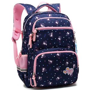 kids girls school backpack with chest strap princess cute big elementary bookbag (medium, royalblue)