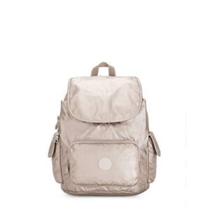 kipling women’s city pack small backpack, lightweight versatile daypack, nylon school bag, metallic glow